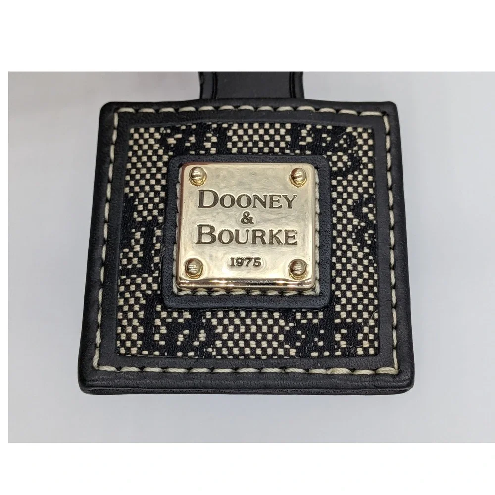 Dooney & Bourke Keychain Black Monogram Signature Leather Square Fob New In Box